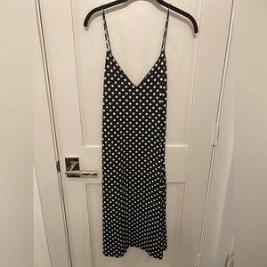 Satin like polka dot maxi dress